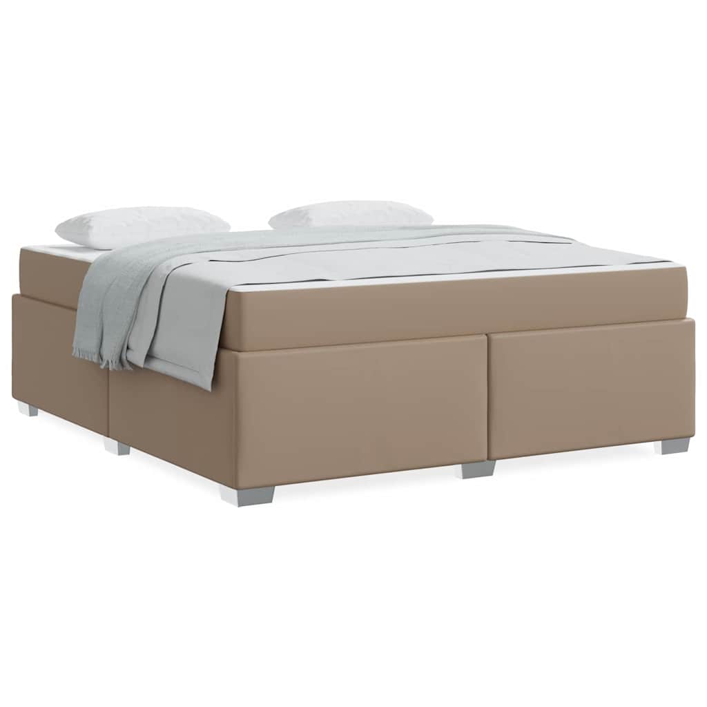 vidaXL Cadru de pat cu saltea Cappuccino 180 x 200 cm țesătură