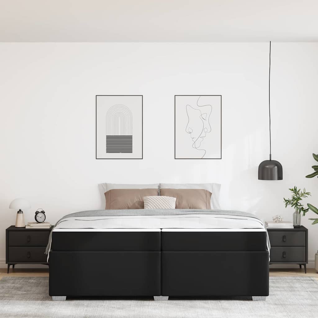 vidaXL Cadru de pat cu saltea Negru 200 x 200 cm țesătură