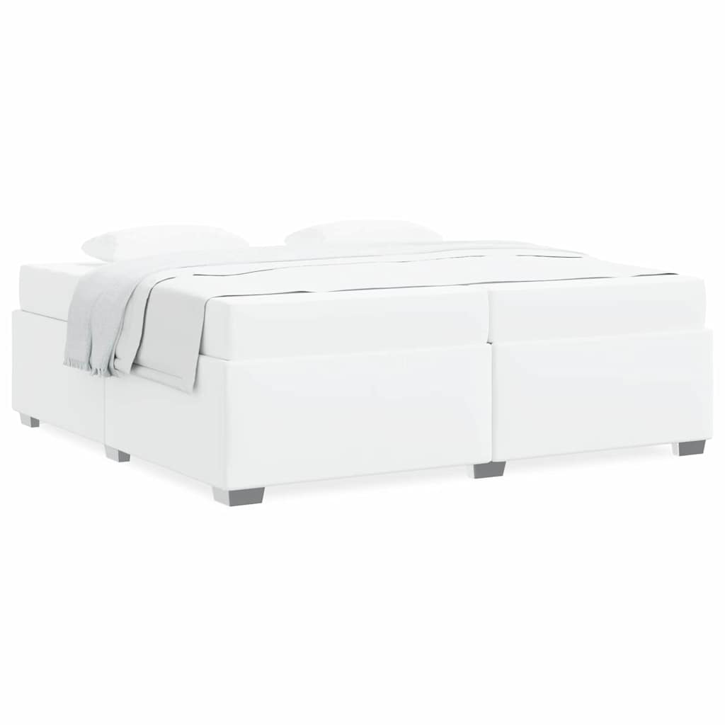 vidaXL Cadru de pat cu saltea Alb 200 x 200 cm țesătură