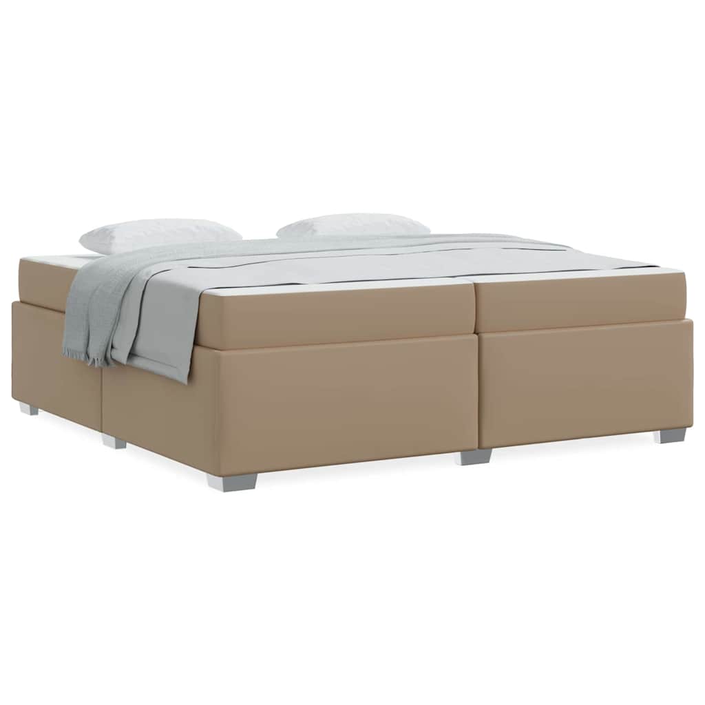 vidaXL Cadru de pat cu saltea Cappuccino 200 x 200 cm țesătură