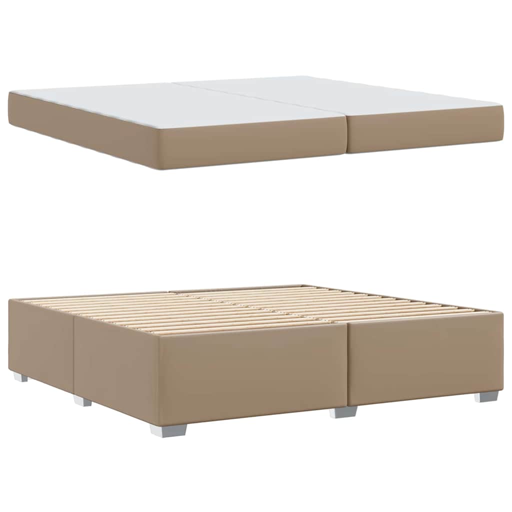 vidaXL Cadru de pat cu saltea Cappuccino 200 x 200 cm țesătură
