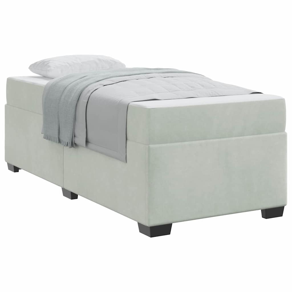 vidaXL Cadru de pat cu saltea Gri deschis 90 x 190 cm Catifea