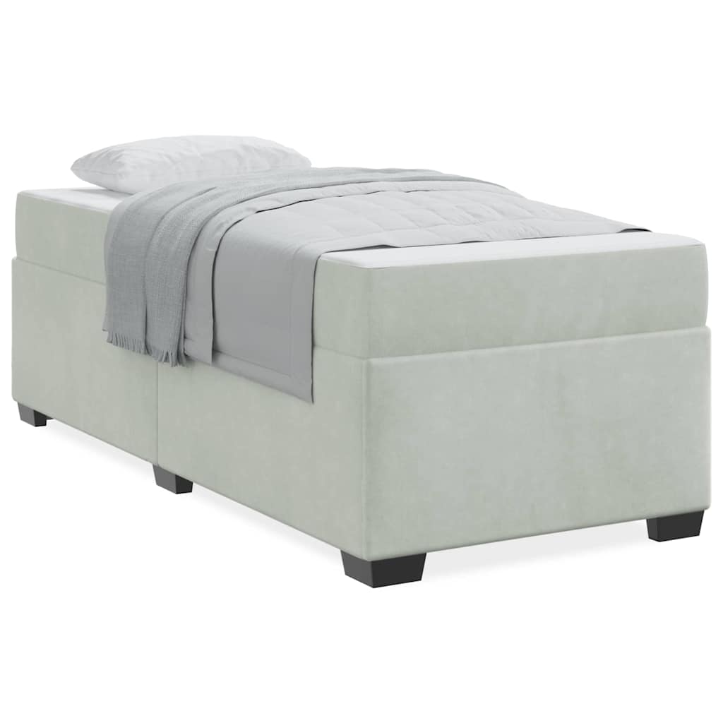vidaXL Cadru de pat cu saltea Gri deschis 90 x 190 cm Catifea