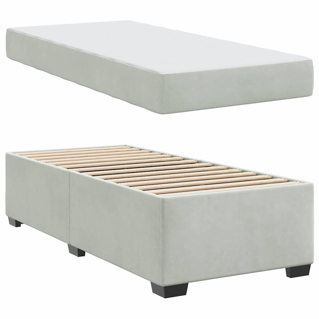 vidaXL Cadru de pat cu saltea Gri deschis 90 x 190 cm Catifea