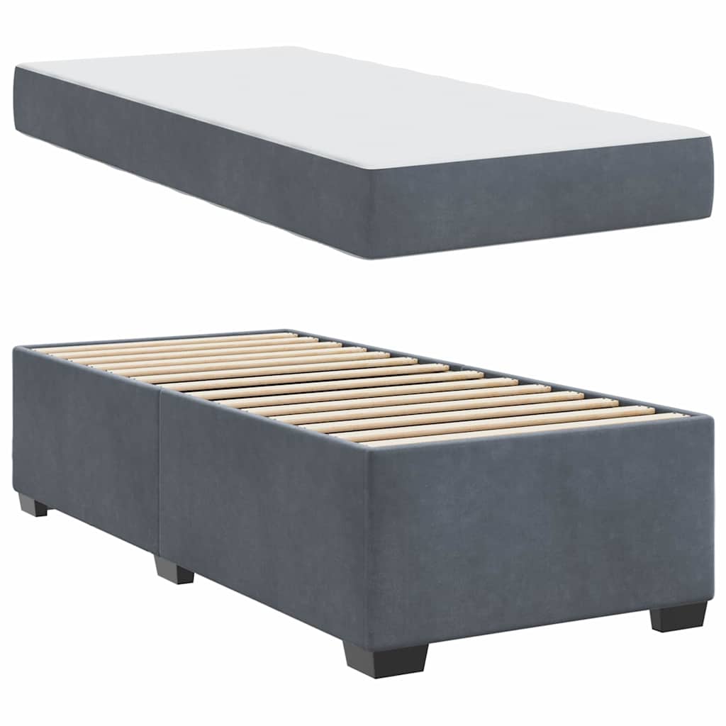 vidaXL Cadru de pat cu saltea cu saltea Gri închis 90 x 190 cm Catifea