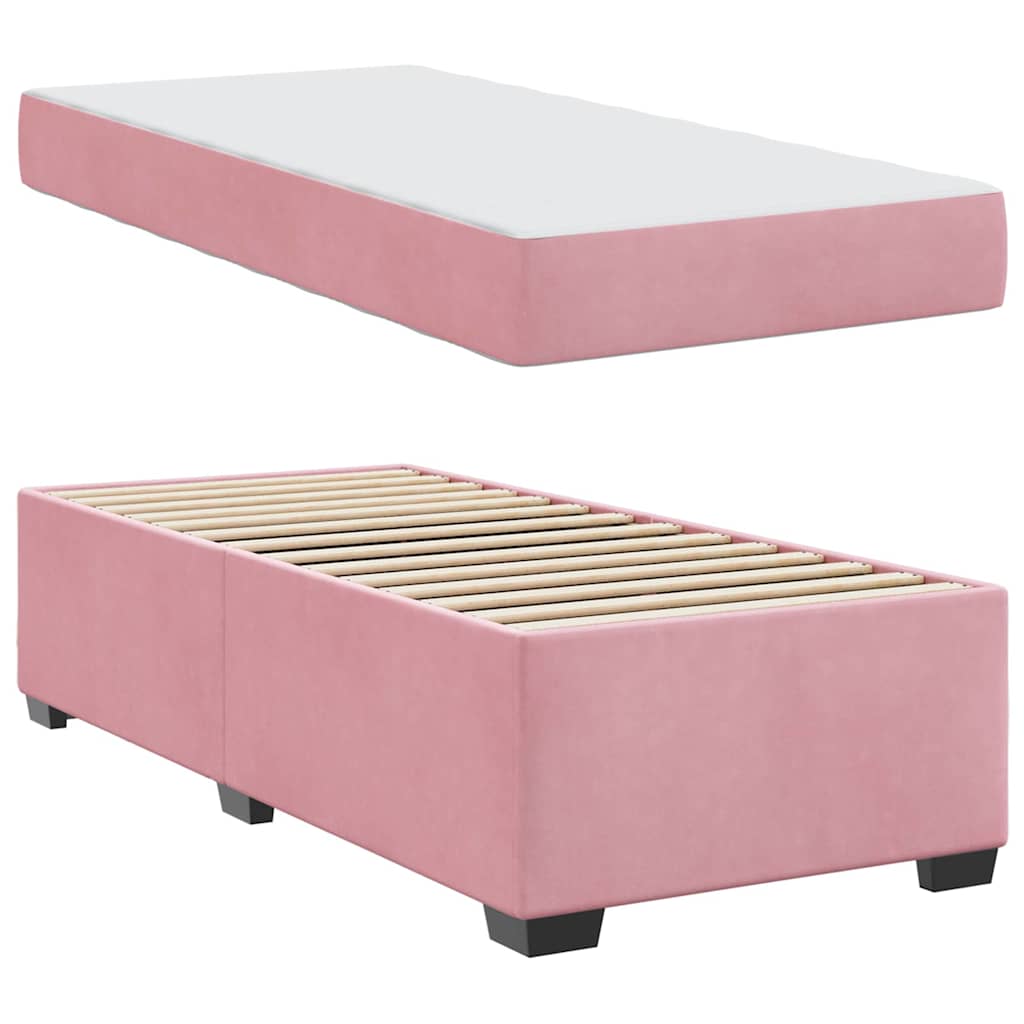 vidaXL Cadru de pat cu saltea cu saltea Roz 90 x 190 cm Catifea