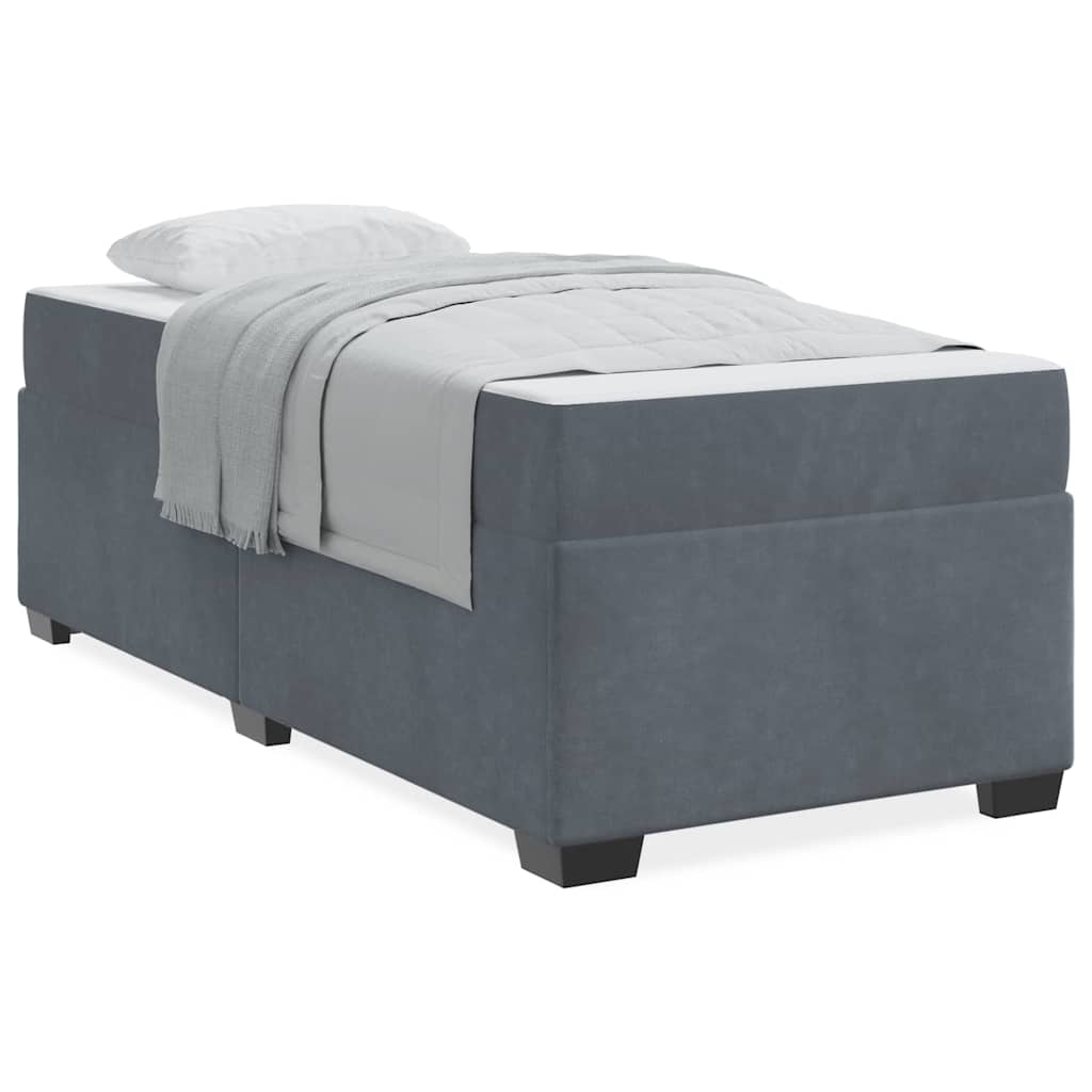 vidaXL Cadru de pat cu saltea cu saltea Gri închis 90 x 200 cm Catifea
