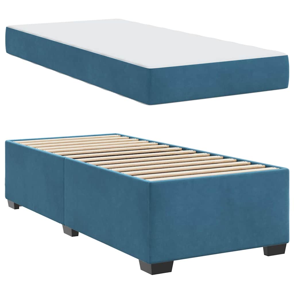 vidaXL Cadru de pat cu saltea Albastru închis 90 x 200 cm Catifea