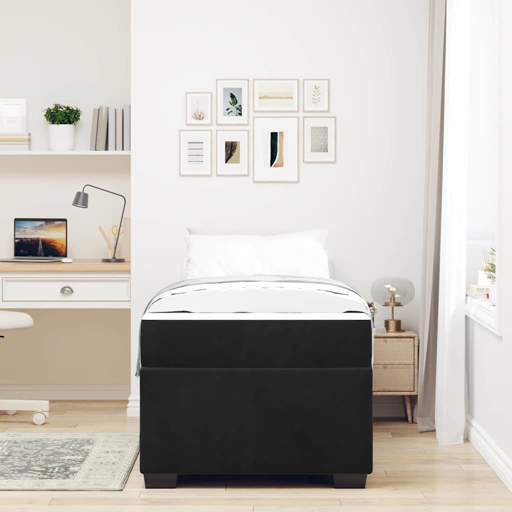 vidaXL Cadru de pat cu saltea cu saltea Negru 100 x 200 cm Catifea