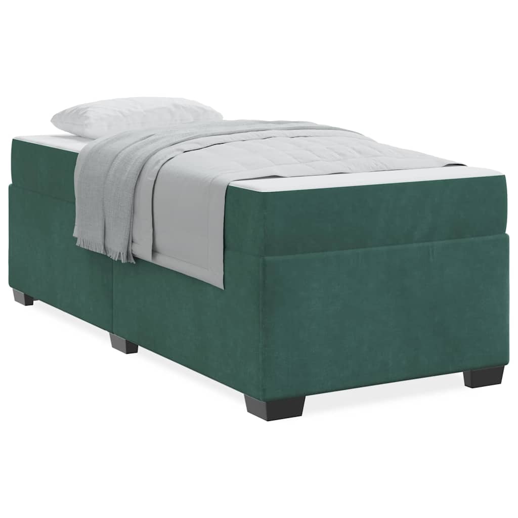 vidaXL Cadru de pat cu saltea Verde închis 100 x 200 cm Catifea