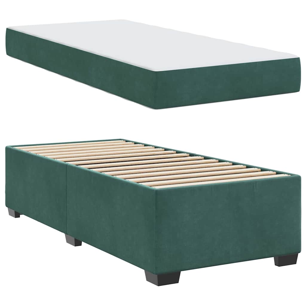 vidaXL Cadru de pat cu saltea Verde închis 100 x 200 cm Catifea