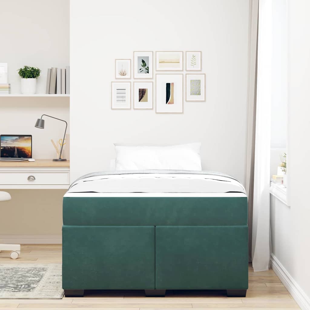 vidaXL Cadru de pat cu saltea Verde închis 120 x 200 cm Catifea