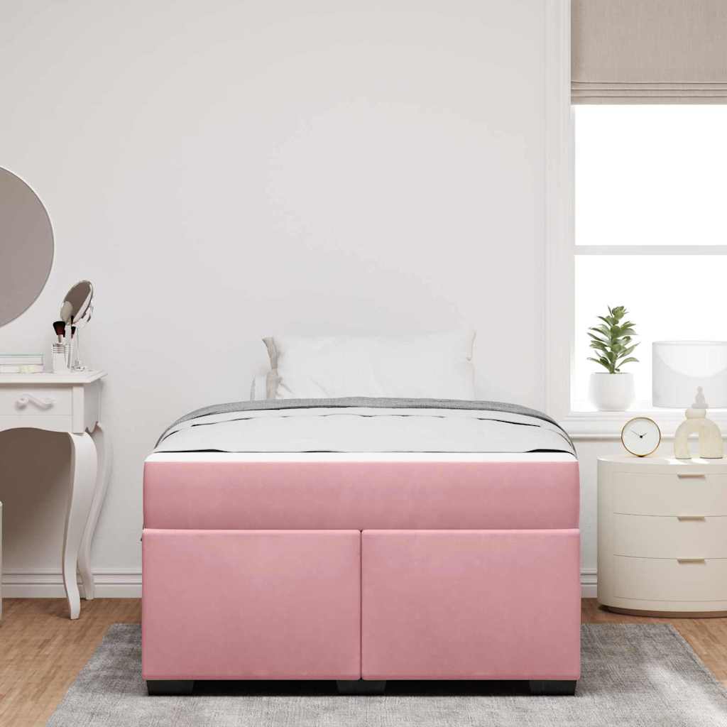 vidaXL Cadru de pat cu saltea cu saltea Roz 120 x 200 cm Catifea