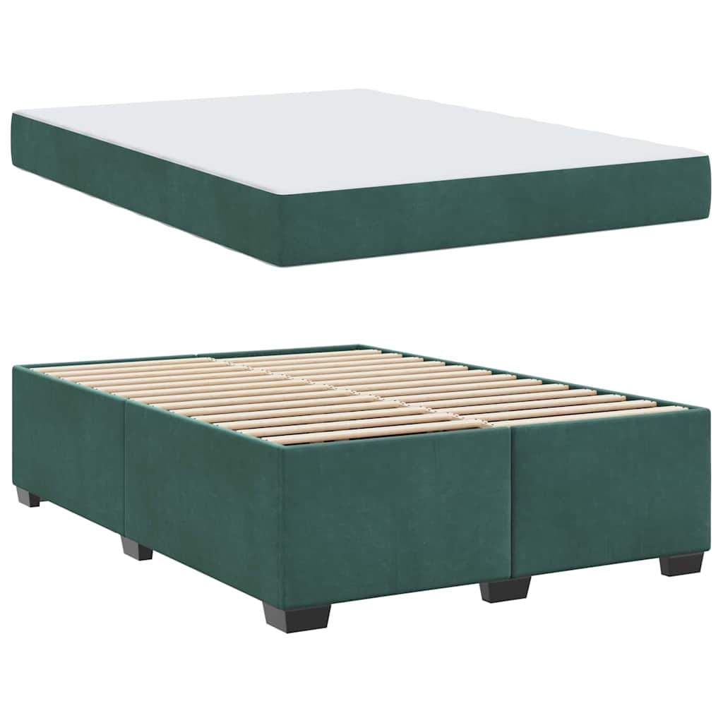 vidaXL Cadru de pat cu saltea Verde închis 140 x 200 cm Catifea