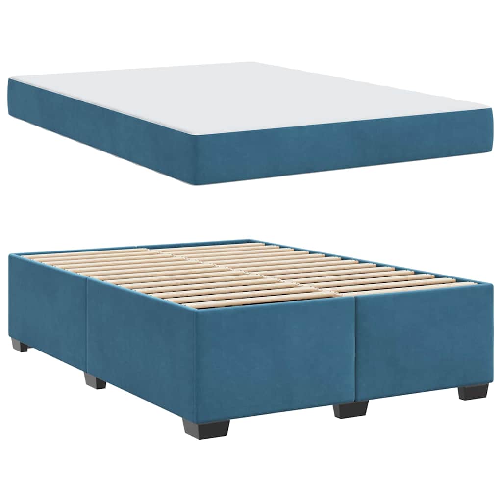 vidaXL Cadru de pat cu saltea Albastru închis 140 x 200 cm Catifea
