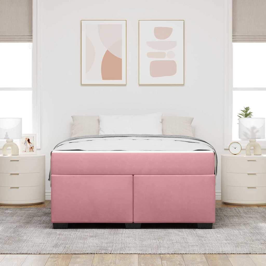 vidaXL Cadru de pat cu saltea cu saltea Roz 140 x 200 cm Catifea