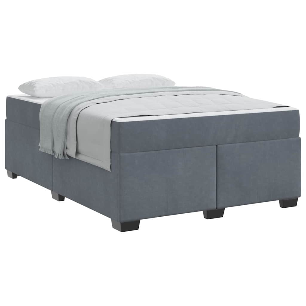 vidaXL Cadru de pat cu saltea Gri închis 160 x 200 cm Catifea