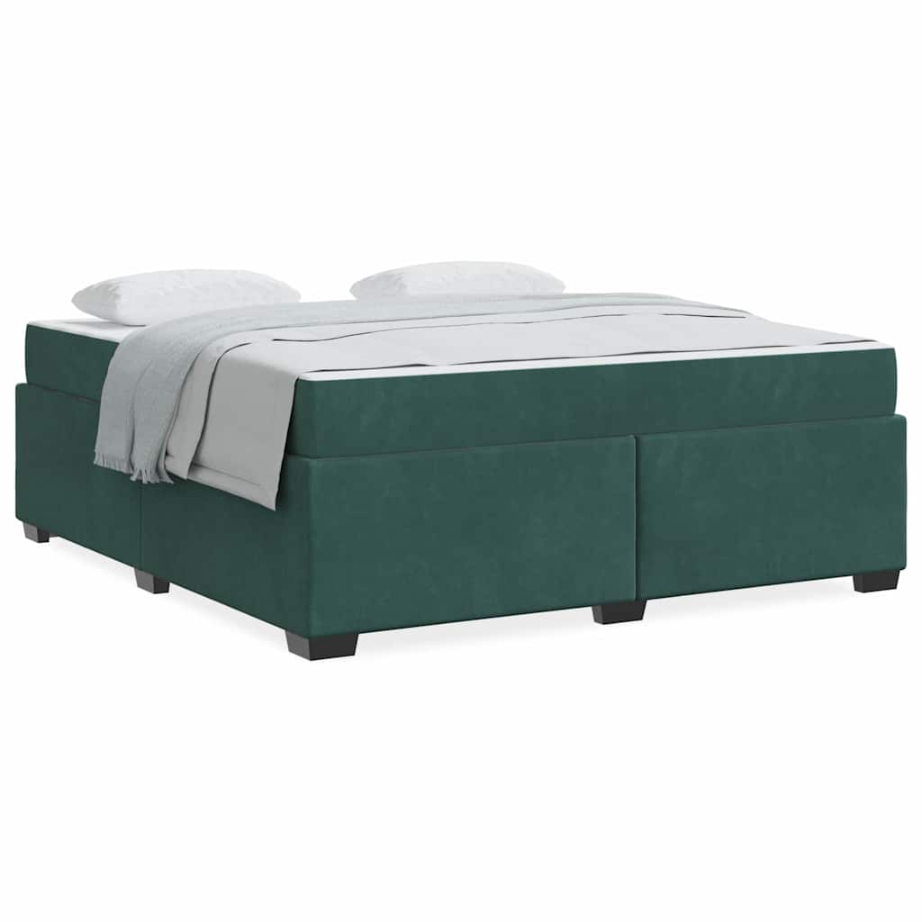 vidaXL Cadru de pat cu saltea Verde închis 180 x 200 cm Catifea