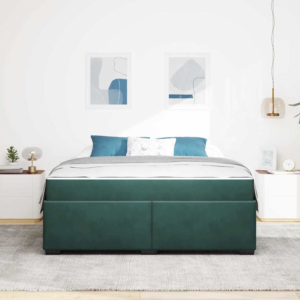 vidaXL Cadru de pat cu saltea Verde închis 180 x 200 cm Catifea