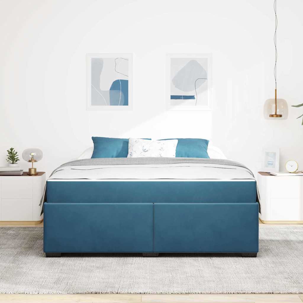 vidaXL Cadru de pat cu saltea Albastru închis 180 x 200 cm Catifea
