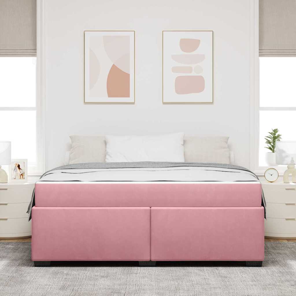vidaXL Cadru de pat cu saltea Roz 180 x 200 cm Catifea