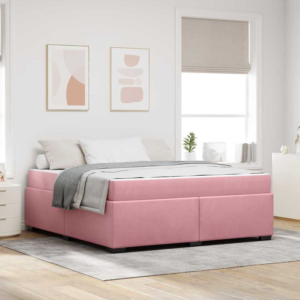 vidaXL Cadru de pat cu saltea Roz 180 x 200 cm Catifea