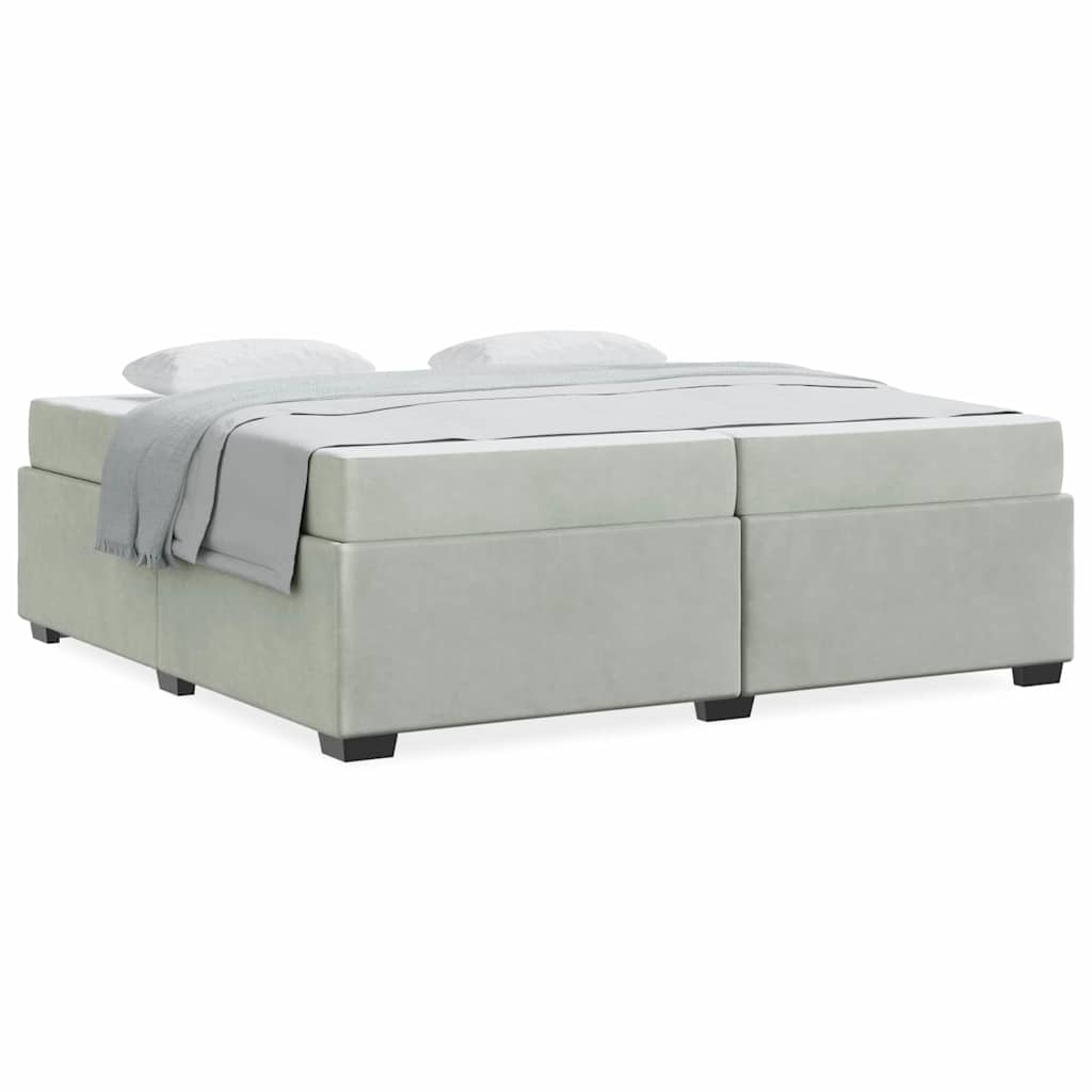 vidaXL Cadru de pat cu saltea Gri deschis 200 x 200 cm Catifea