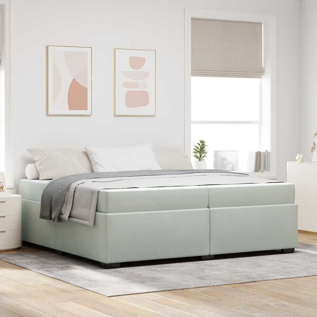 vidaXL Cadru de pat cu saltea Gri deschis 200 x 200 cm Catifea