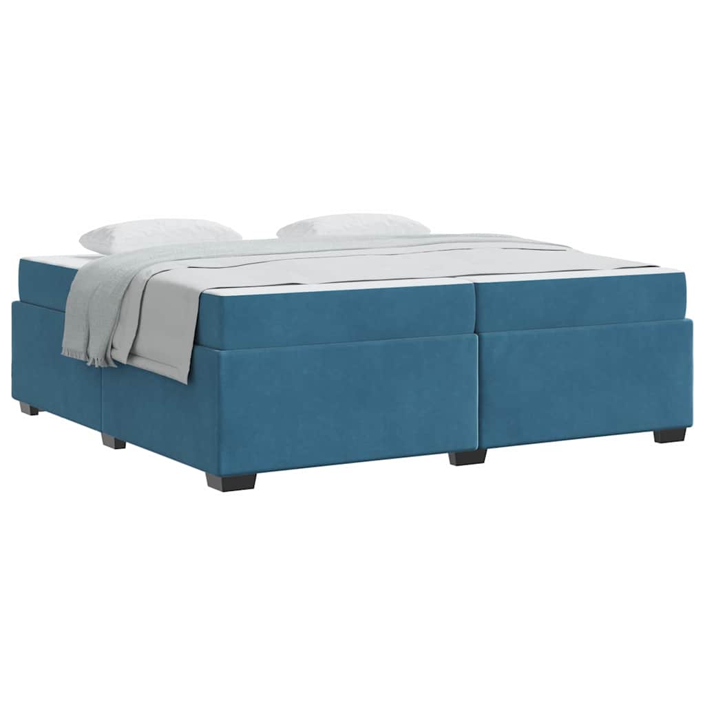 vidaXL Cadru de pat cu saltea Albastru închis 200 x 200 cm Catifea