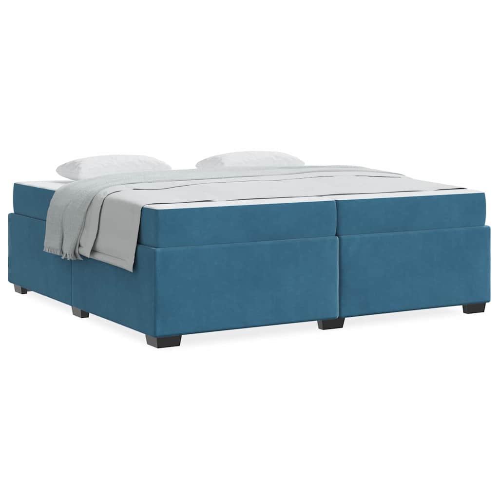 vidaXL Cadru de pat cu saltea Albastru închis 200 x 200 cm Catifea