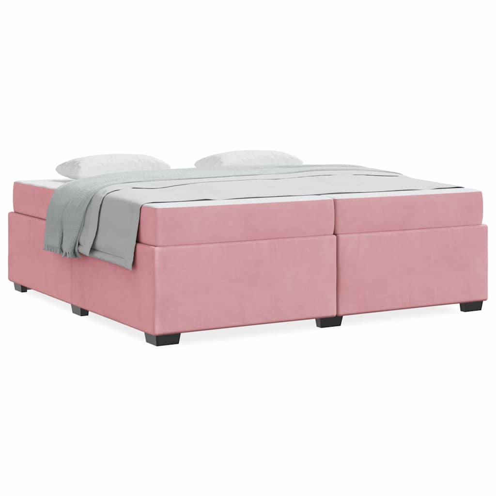 vidaXL Cadru de pat cu saltea Roz 200 x 200 cm Catifea