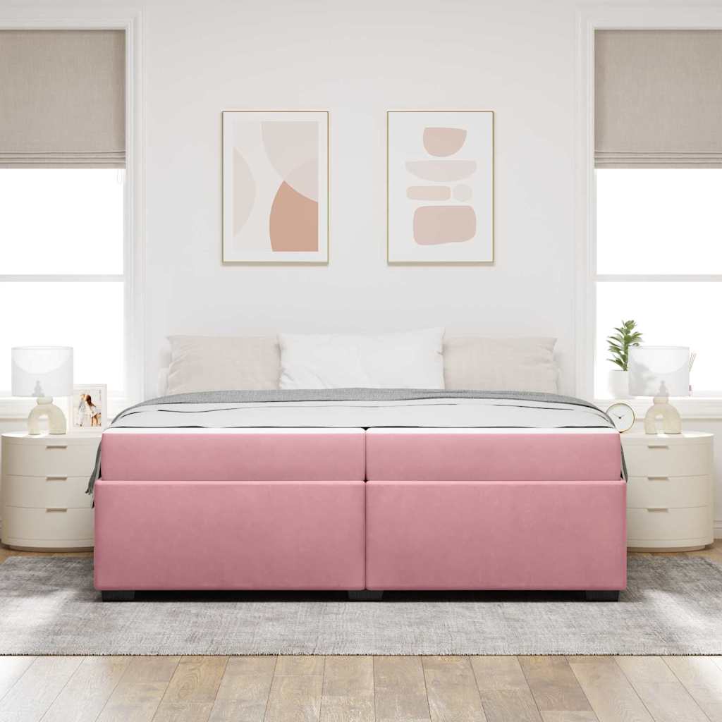 vidaXL Cadru de pat cu saltea Roz 200 x 200 cm Catifea