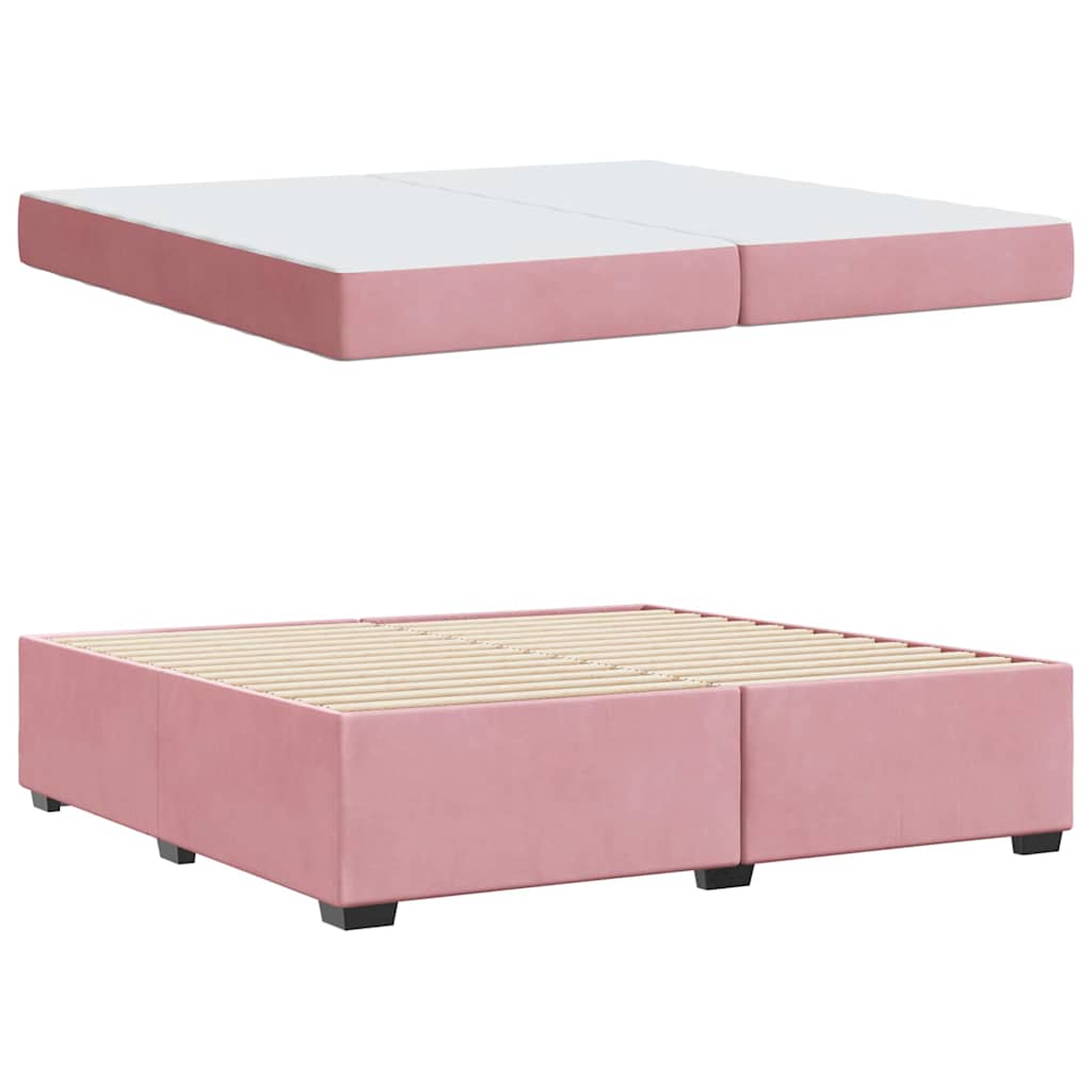 vidaXL Cadru de pat cu saltea Roz 200 x 200 cm Catifea