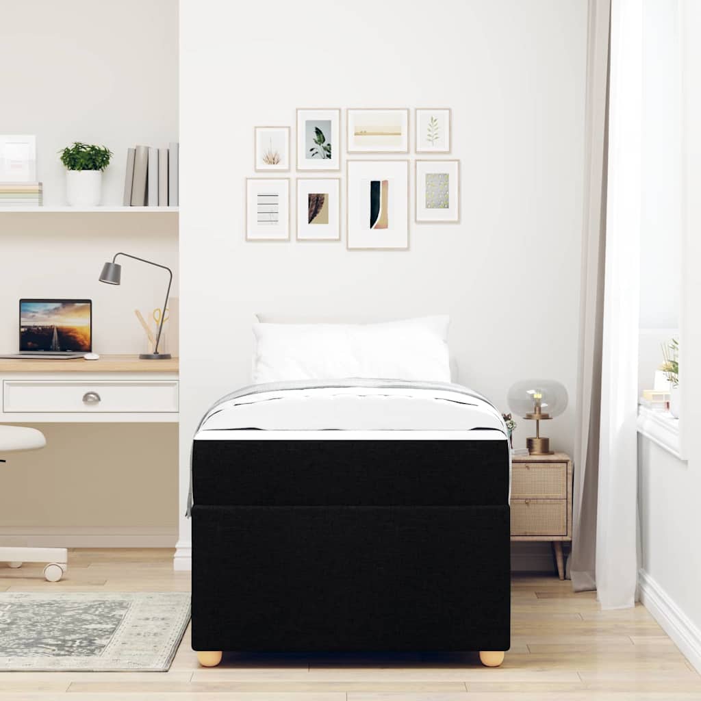 vidaXL Cadru de pat cu saltea Negru 90 x 190 cm țesătură