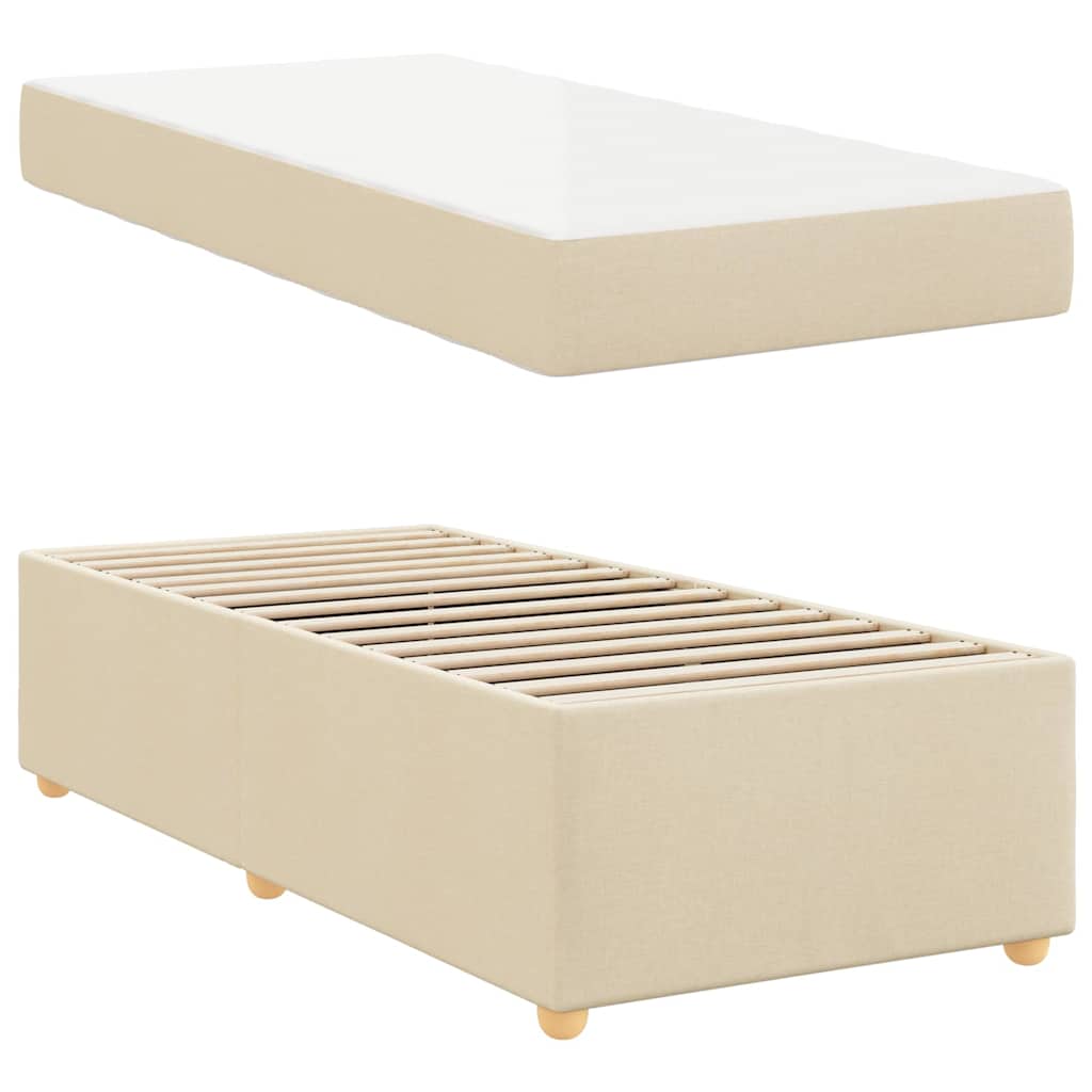 vidaXL Cadru de pat cu saltea Crem 90 x 190 cm țesătură