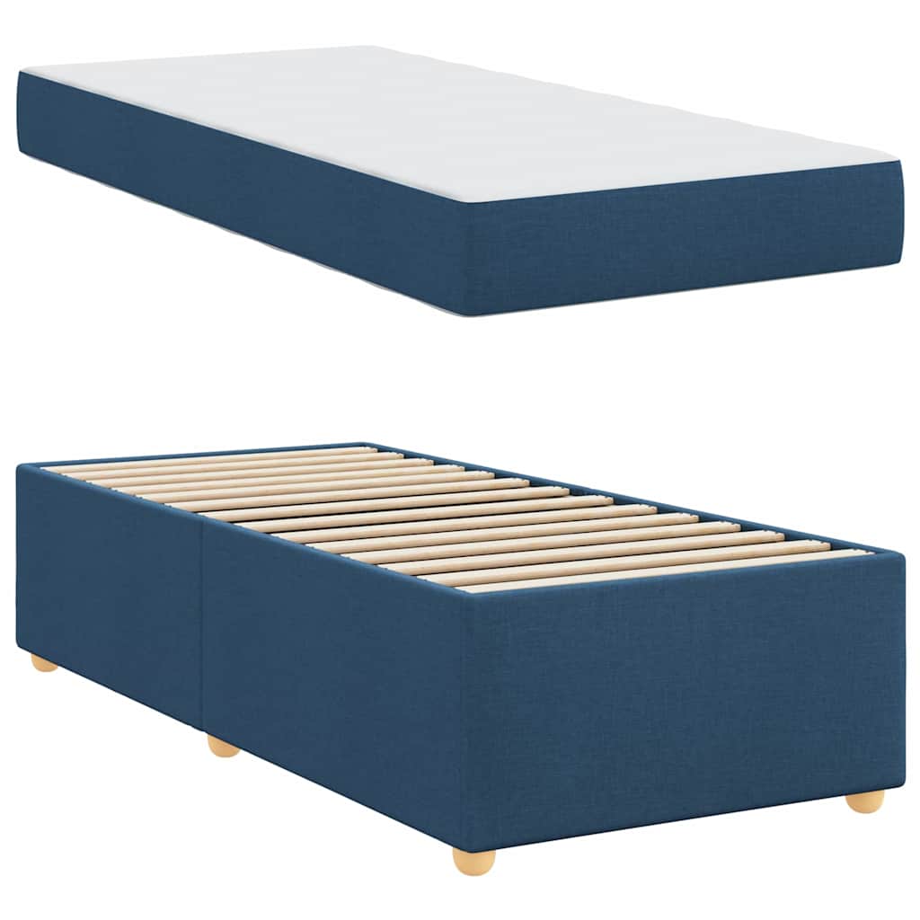 vidaXL Cadru de pat cu saltea albastru 90 x 190 cm țesătură