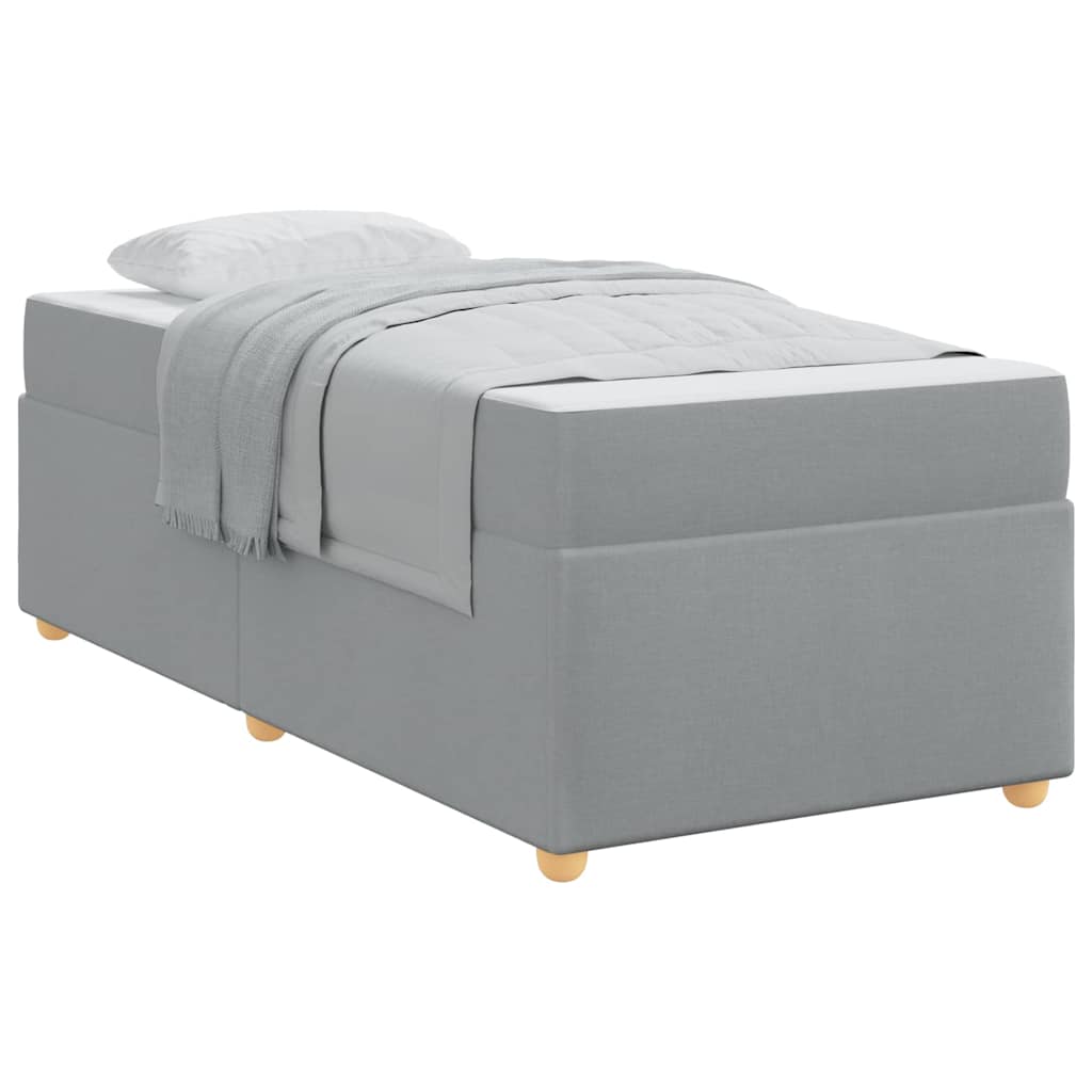 vidaXL Cadru de pat cu saltea Gri deschis 90 x 200 cm țesătură