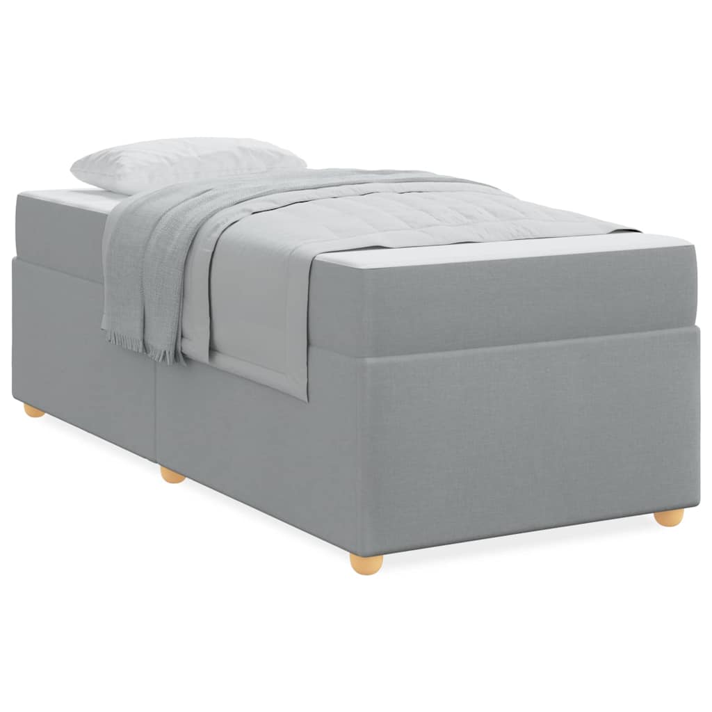 vidaXL Cadru de pat cu saltea Gri deschis 90 x 200 cm țesătură