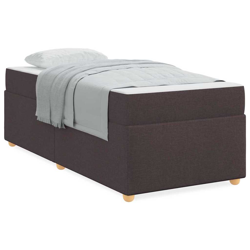vidaXL Cadru de pat cu saltea Maro închis 90 x 200 cm țesătură