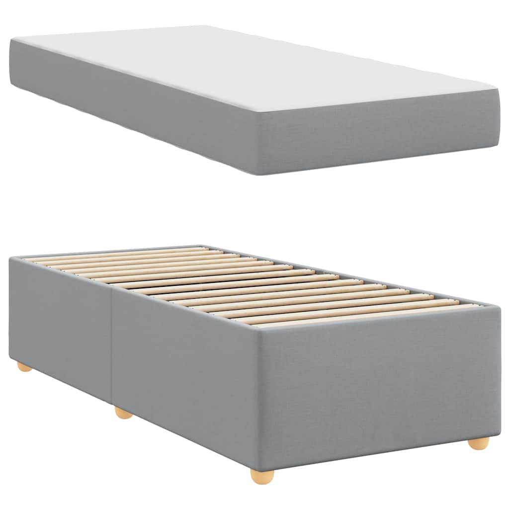 vidaXL Cadru de pat cu saltea Gri deschis 100 x 200 cm țesătură
