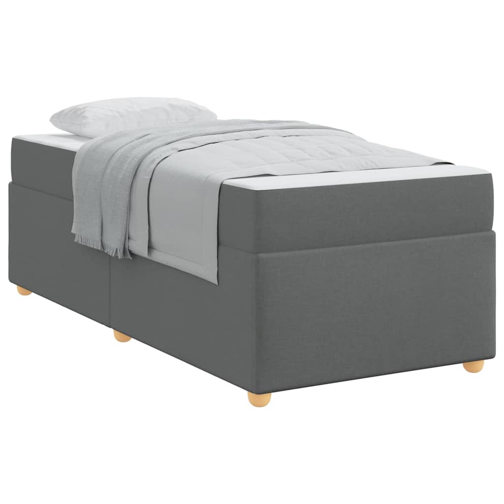 vidaXL Cadru de pat cu saltea Gri închis 100 x 200 cm țesătură