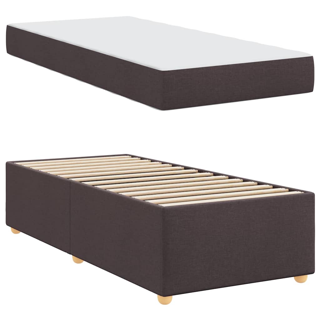 vidaXL Cadru de pat cu saltea Maro închis 100 x 200 cm țesătură