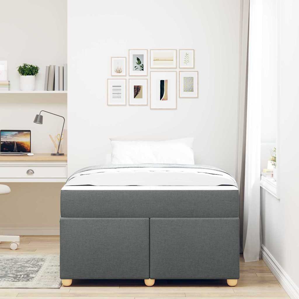 vidaXL Cadru de pat cu saltea Gri închis 120 x 190 cm țesătură