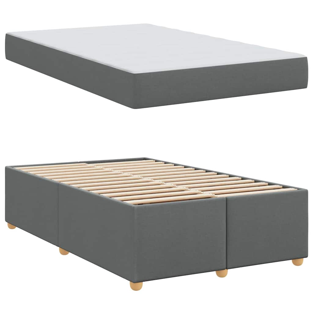 vidaXL Cadru de pat cu saltea Gri închis 120 x 190 cm țesătură