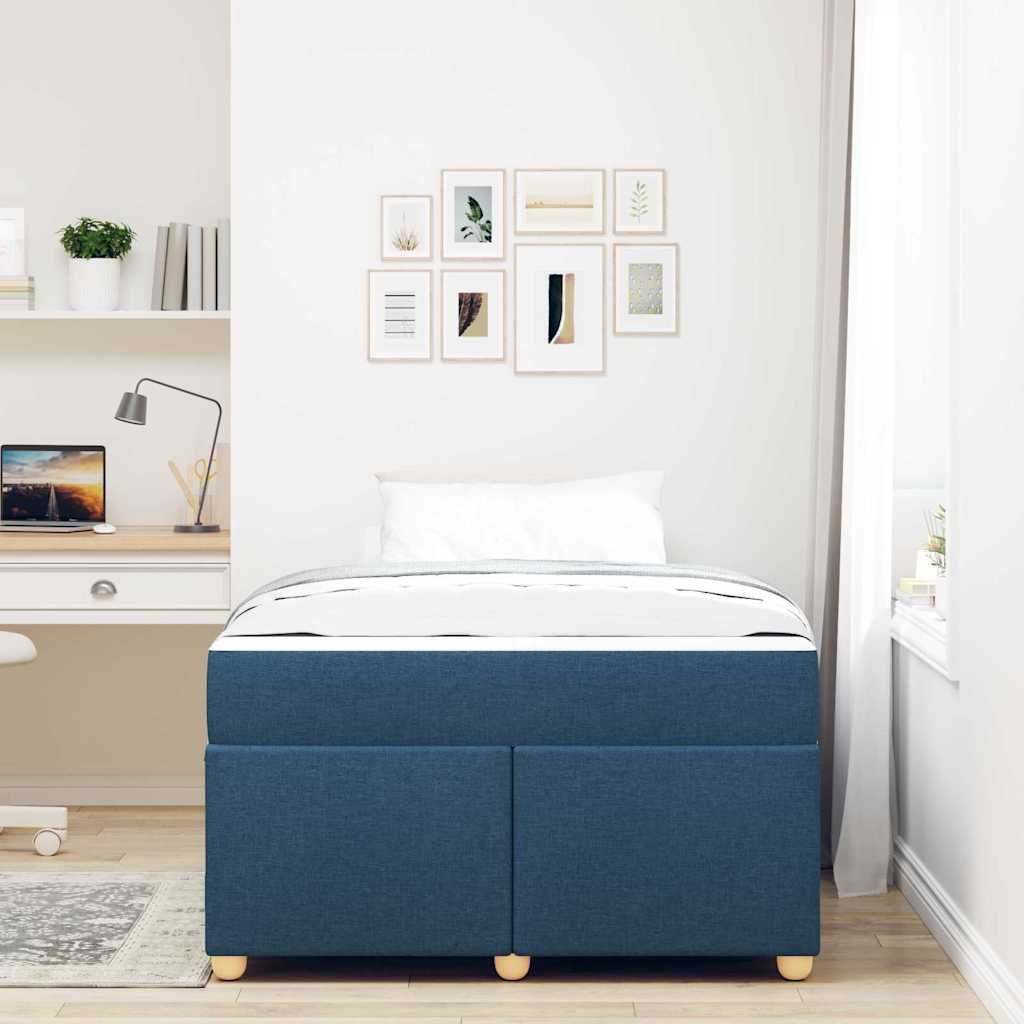 vidaXL Cadru de pat cu saltea albastru 120 x 190 cm țesătură