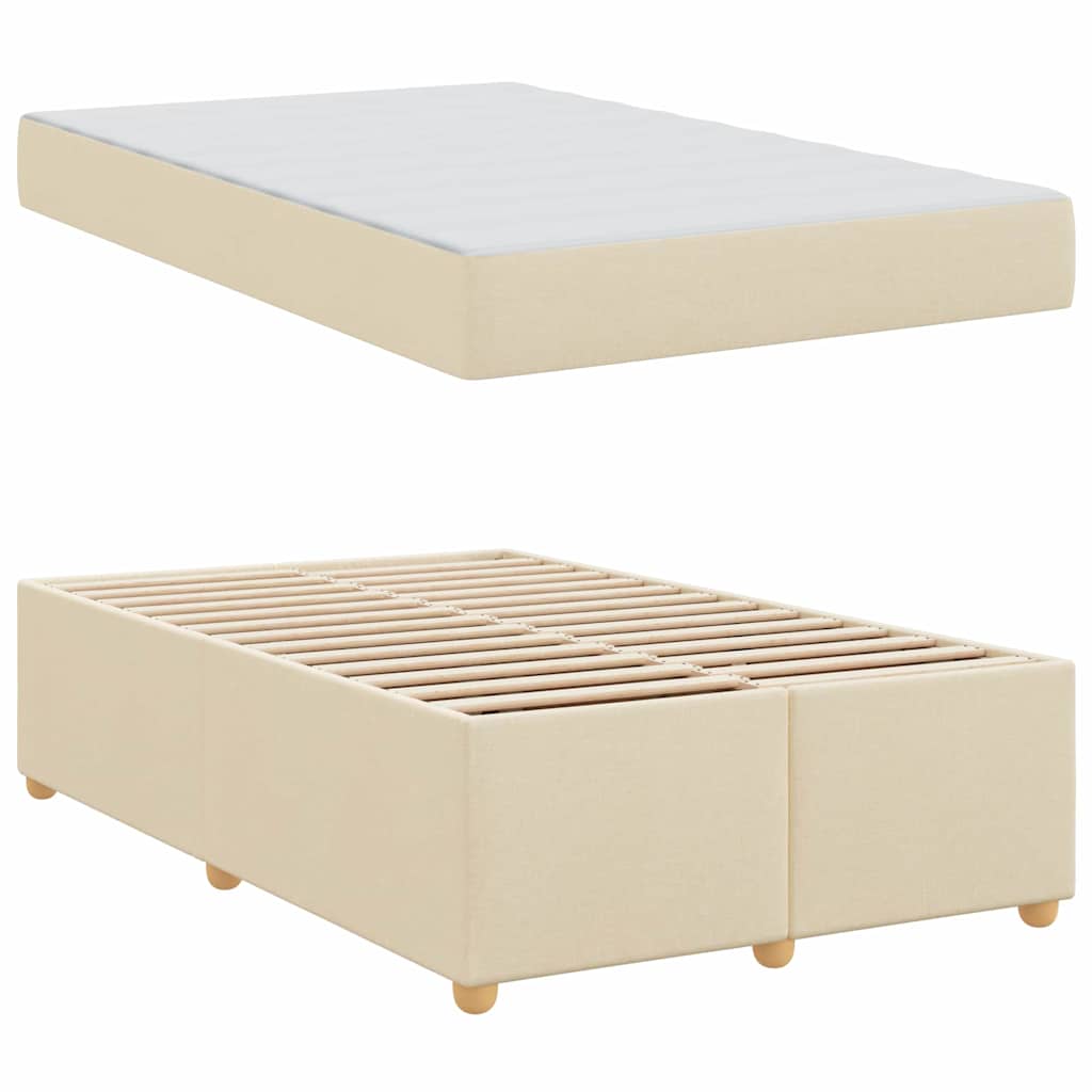 vidaXL Cadru de pat cu saltea Crem 120 x 200 cm țesătură