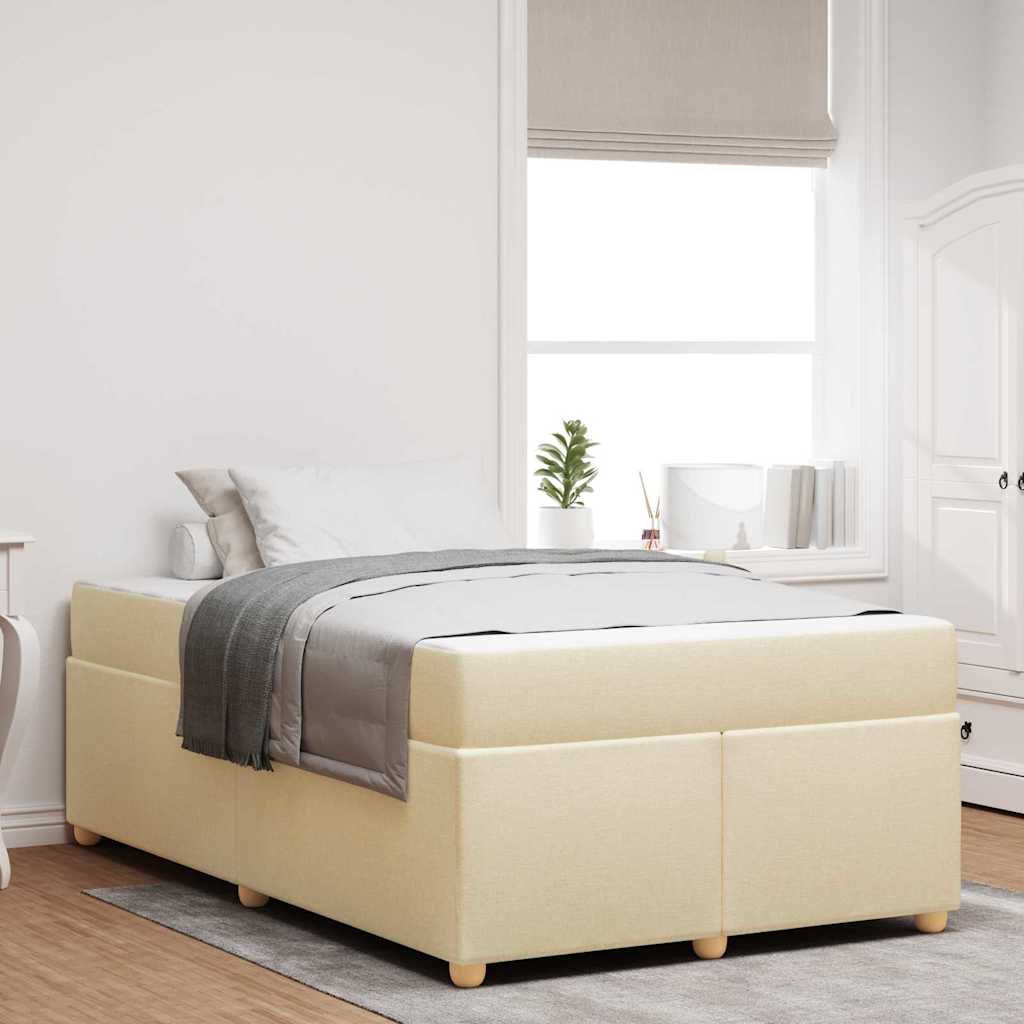 vidaXL Cadru de pat cu saltea Crem 120 x 200 cm țesătură