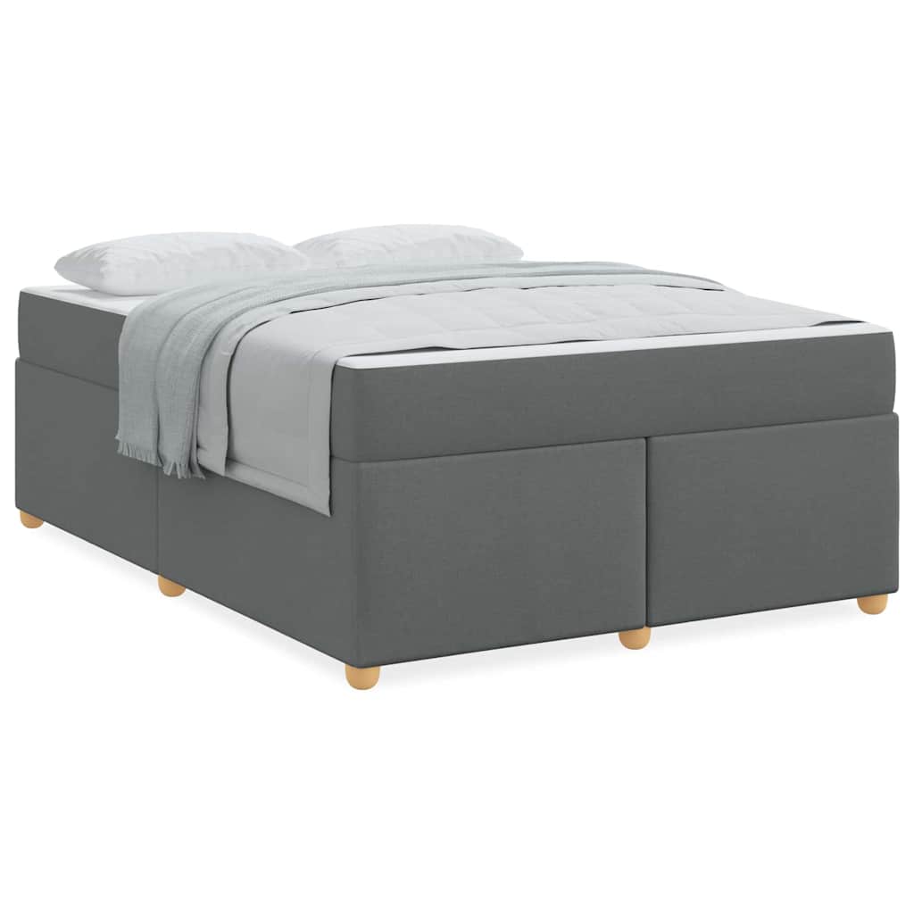 vidaXL Cadru de pat cu saltea Gri închis 140 x 200 cm țesătură