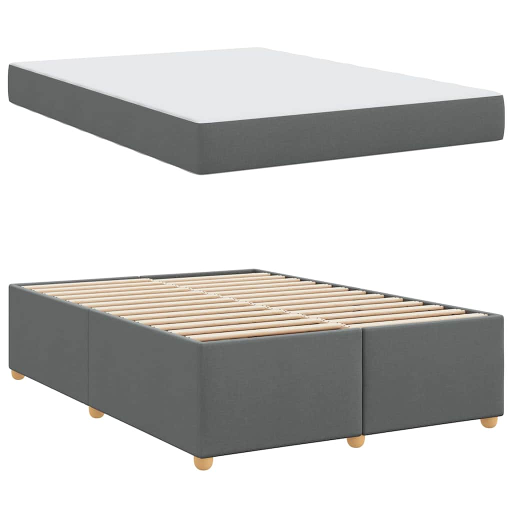 vidaXL Cadru de pat cu saltea Gri închis 140 x 200 cm țesătură