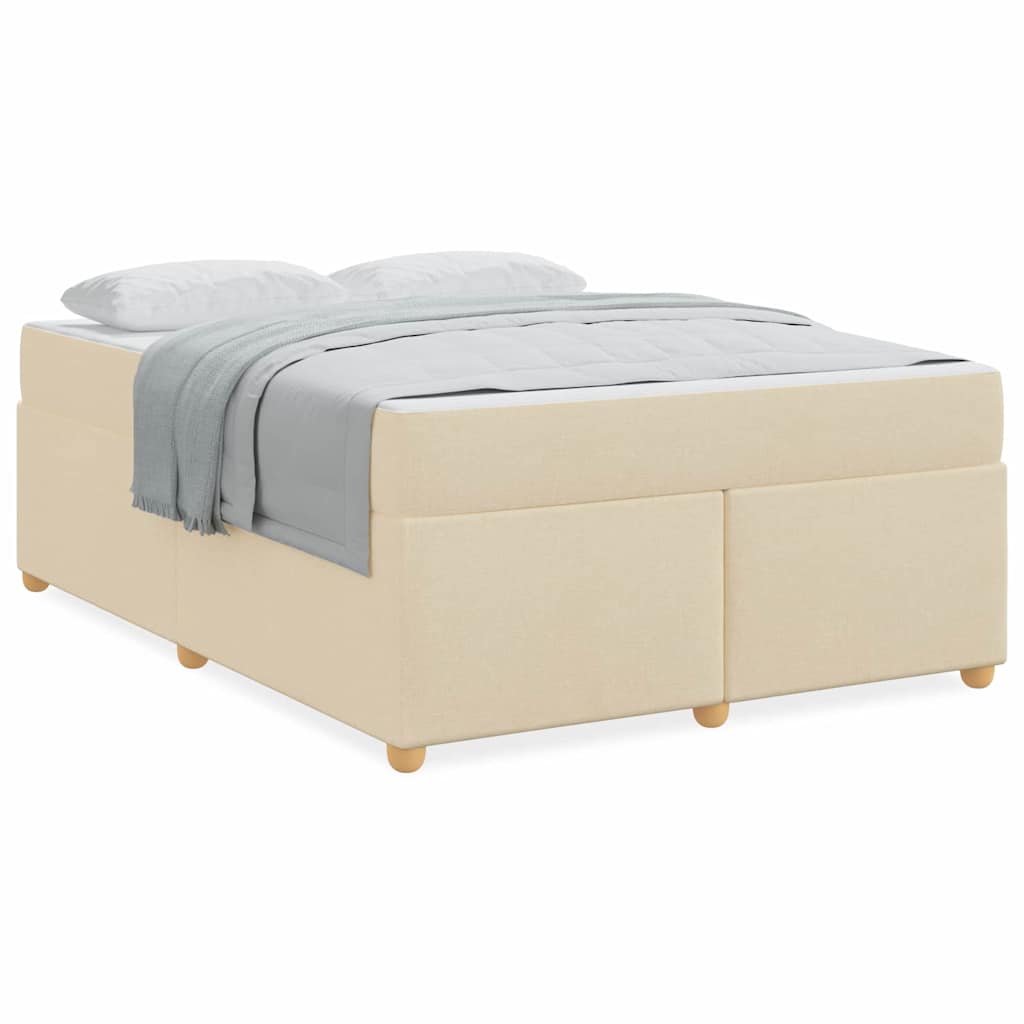 vidaXL Cadru de pat cu saltea Crem 140 x 200 cm țesătură